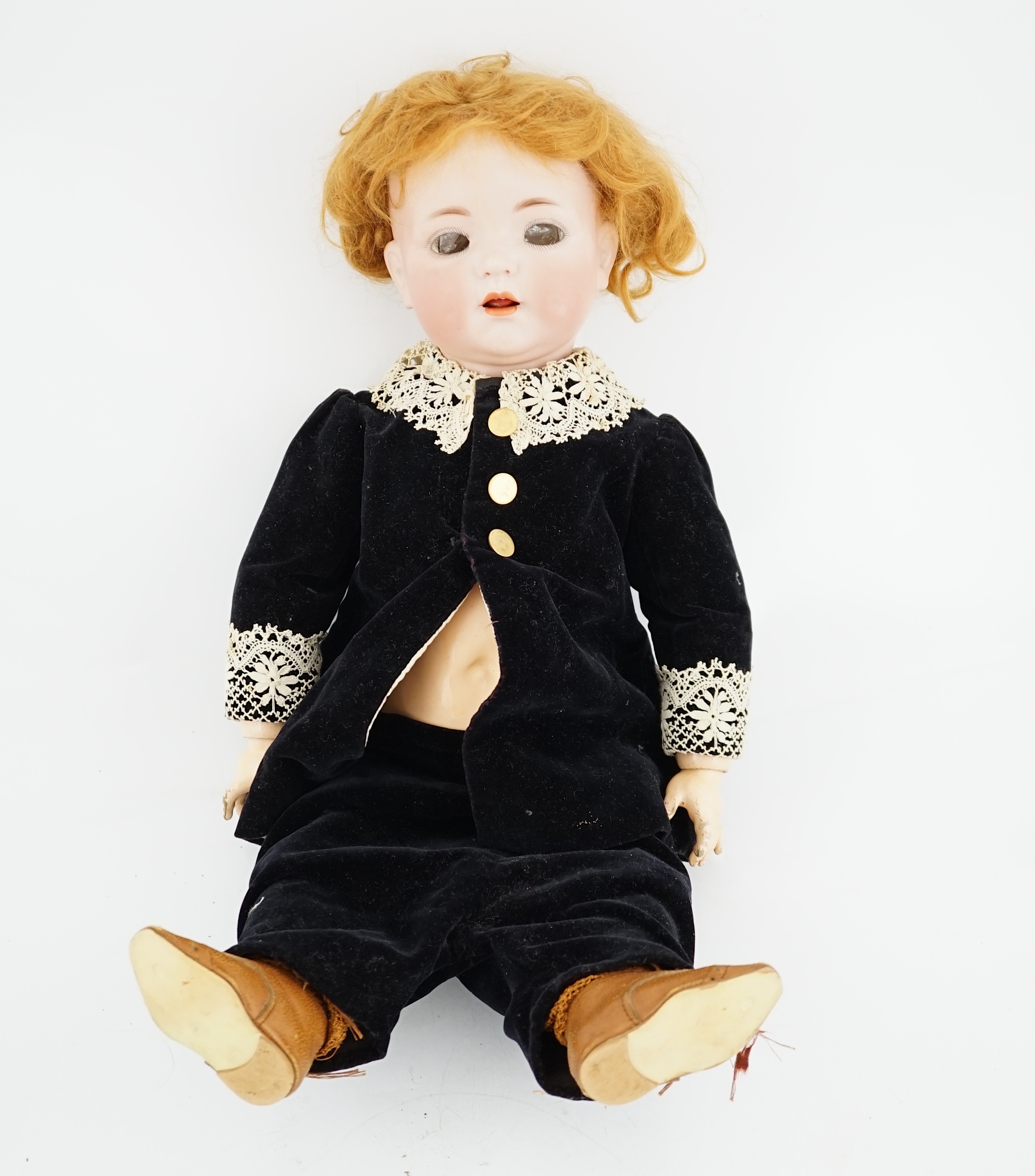 A K&R Kammer & Reinhart /S & H bisque 121 head doll on toddler body, with vintage shoes and socks, 49cm, in excellent condition, eyes detached in head, not broken